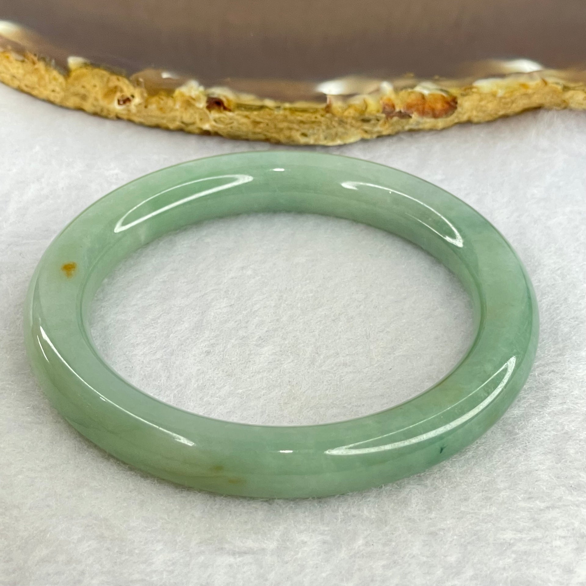 Type A Blueish Green Jadeite Bangle Internal Diameter 53.9mm 43.94g 9.3 by 9.3mm (Internal Lines) - Huangs Jadeite and Jewelry Pte Ltd