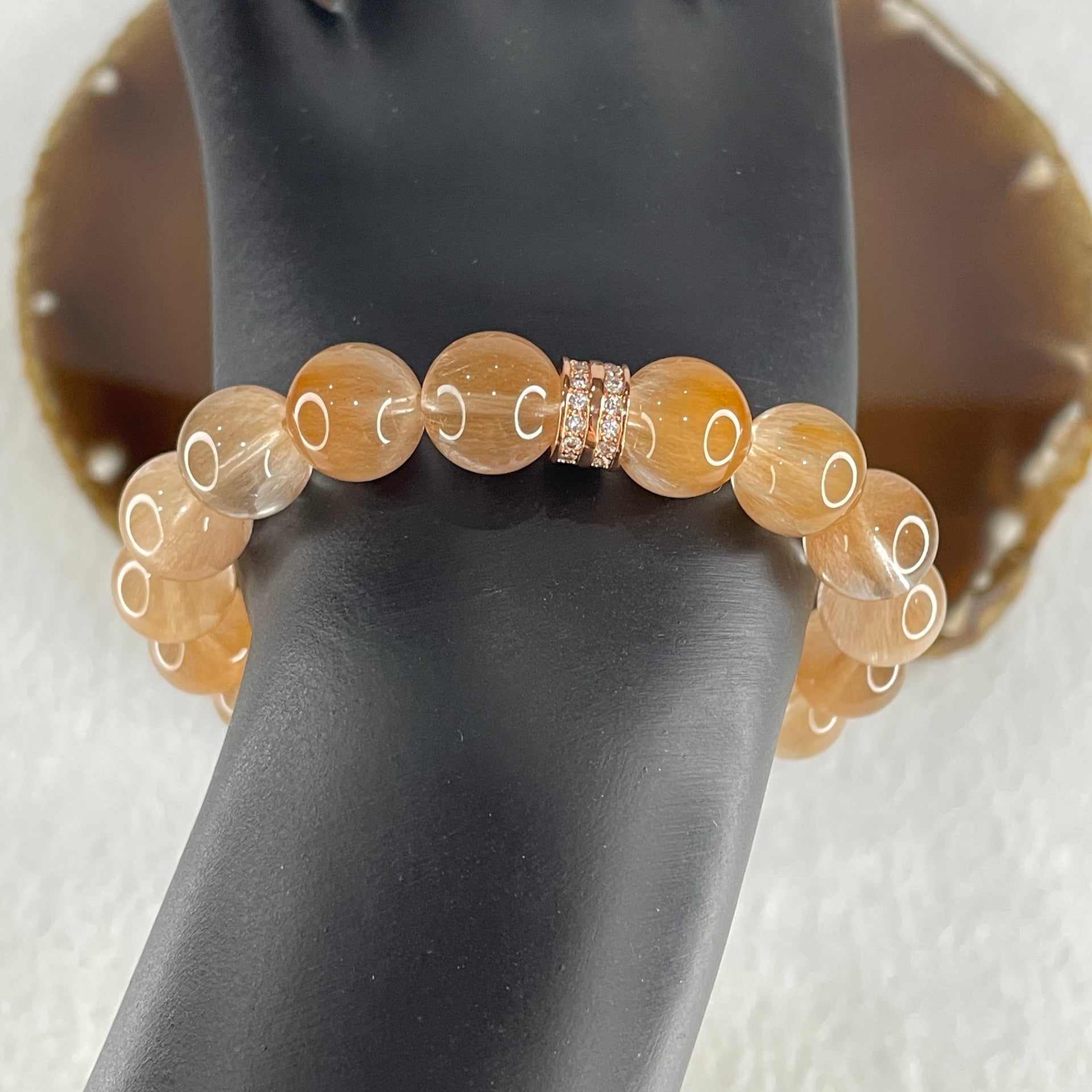 Certified Good Grade Natural Rabbit Hair Rutilated Quartz Beads Bracelet 31.59g 16cm 10.8mm 16Beads - Huangs Jadeite and Jewelry Pte Ltd