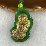 Man Made Brass Pixiu Green Color Beads Necklace 44.42g 64cm 50.3 by 31.6 by 11.5mm - Huangs Jadeite and Jewelry Pte Ltd