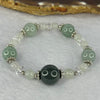 Type A Blueish Green with Sky Blue Jadeite Bracelet 16.53g 12.7 mm 1 Beads 9.8 mm 4 Beads 13cm - Huangs Jadeite and Jewelry Pte Ltd