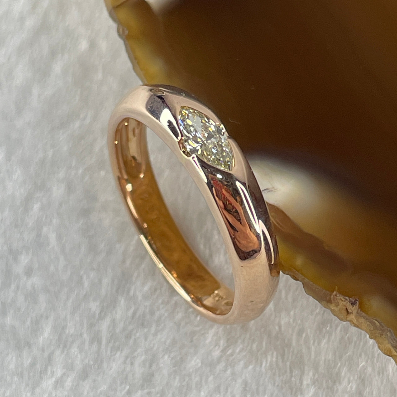 Natural Marquise Shape Diamond in 18K Rose Gold Ring D0.24ct Total 4.85g US7 HK15 - Huangs Jadeite and Jewelry Pte Ltd