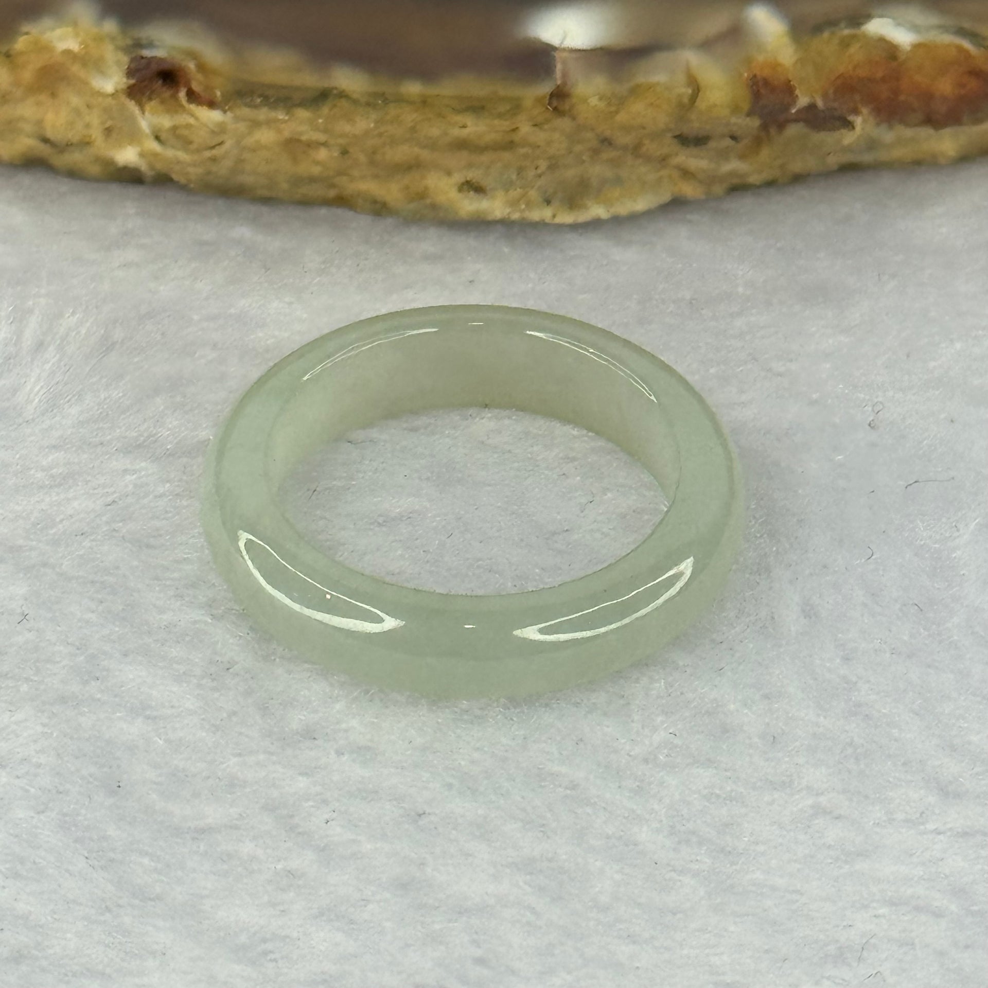 Type A Semi Icy Green Jadeite Ring 2.56g 4.9 by 3.2mm US 7 HK 15.5 - Huangs Jadeite and Jewelry Pte Ltd