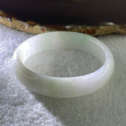 Type A Natural Light Green with Faint Lavender Jadeite Oval Bangle 39.14g Inner Diameter 53.6mm 14.0 by 6.0mm (Slight Internal Line) - Huangs Jadeite and Jewelry Pte Ltd