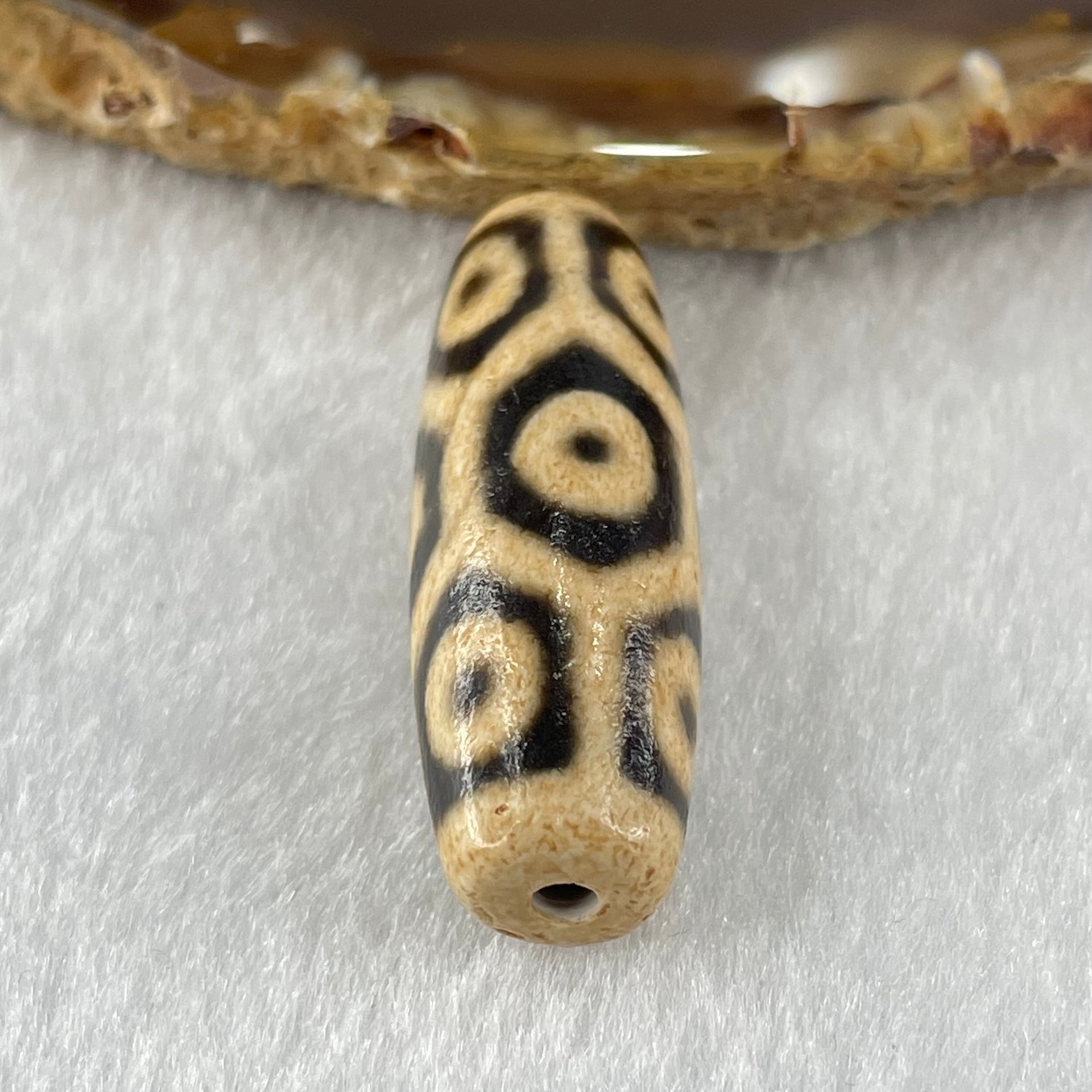 Natural Powerful Tibetan Old Oily Agate 9 Eyes Turtle Shell Dzi Bead Heavenly Master (Tian Zhu) 九眼龟壳天诛 9.80g 38.4 by 12.8mm - Huangs Jadeite and Jewelry Pte Ltd