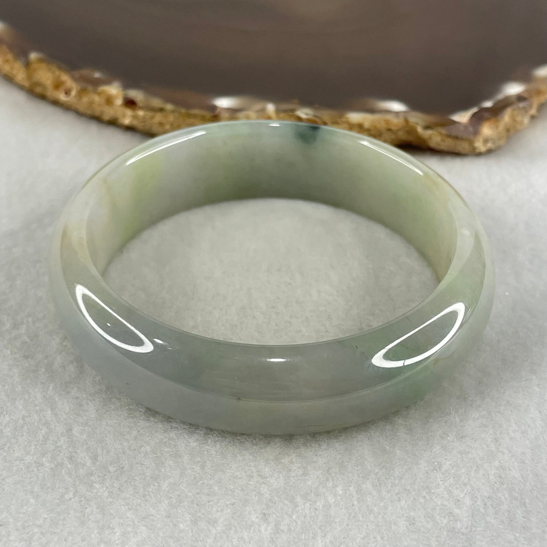 Type A Light Green with Lavender Jadeite Bangle 61.36g Inner Diameter 55.5mm 16.2 by 8.0mm (Slight Internal Lines) - Huangs Jadeite and Jewelry Pte Ltd