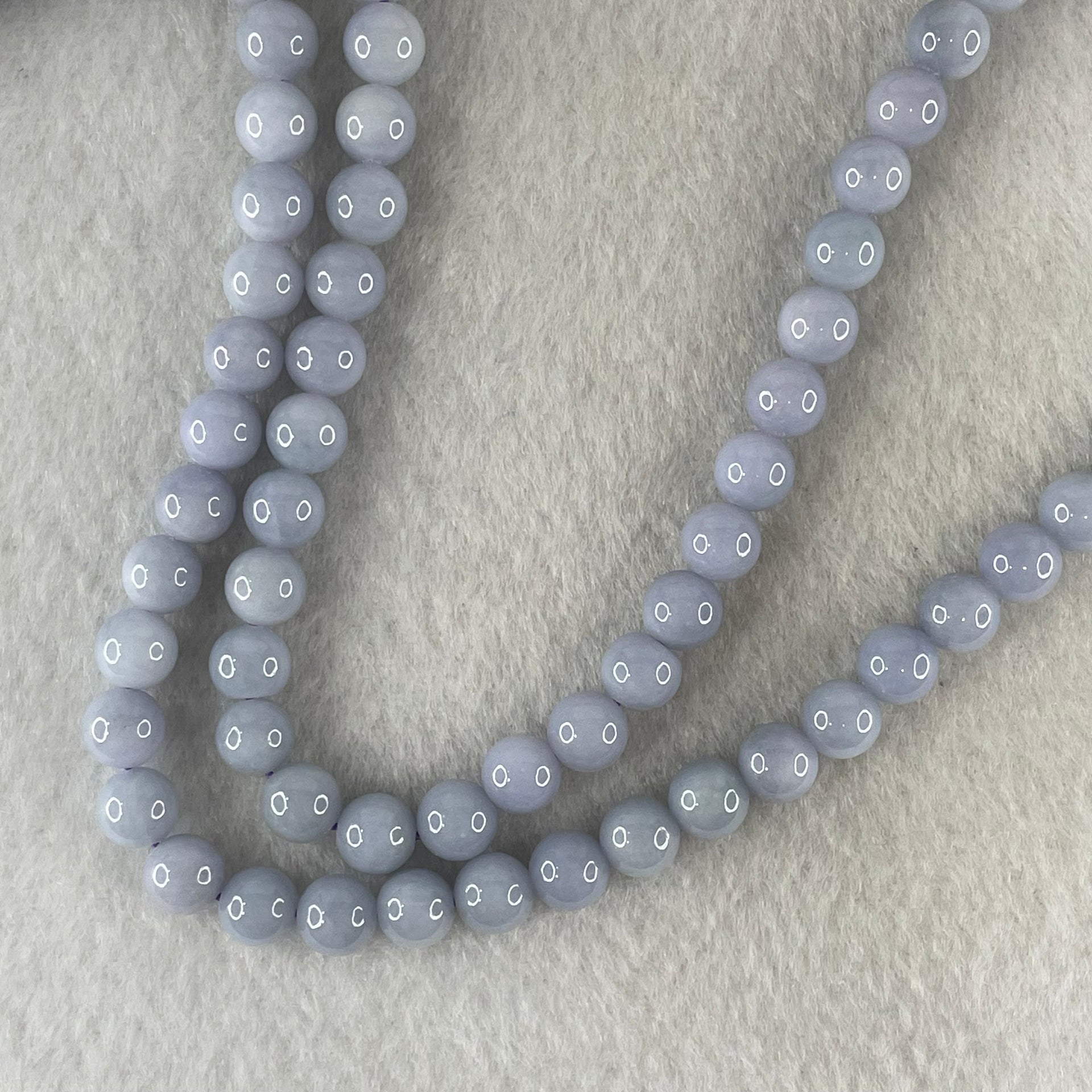 Type A Full Lavender Jadeite Beads Necklace 57.64g 66cm 7.0mm 98 Beads - Huangs Jadeite and Jewelry Pte Ltd