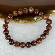 Natural Copper Rutilated Quartz Beads Bracelet 天然銅髮晶手镯 19.38g 16cm 8.9mm 22 Beads - Huangs Jadeite and Jewelry Pte Ltd