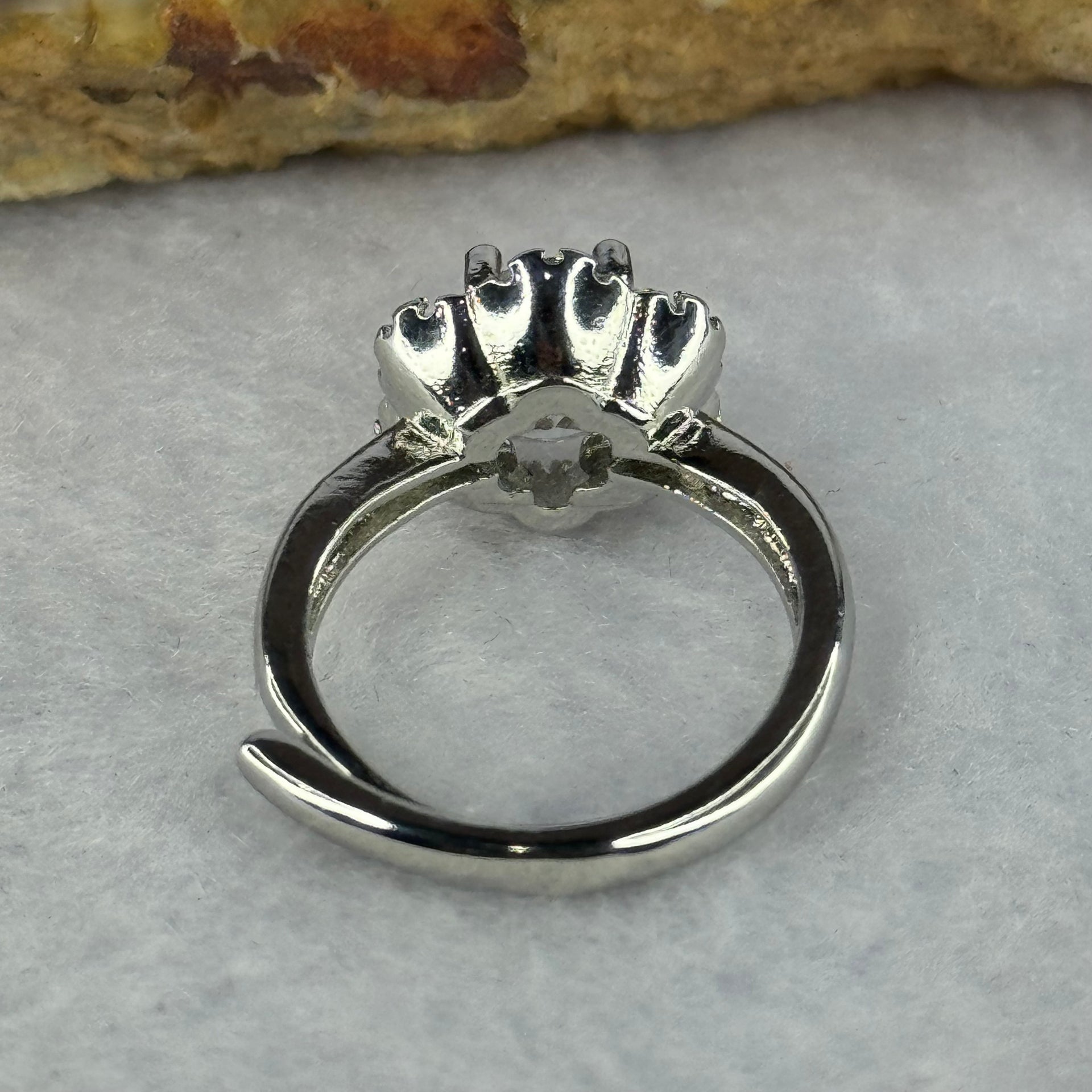 Cubic Zirconia in S925 Sliver Ring (Adjustable Size) 4.05g 8.5 by 4.0mm - Huangs Jadeite and Jewelry Pte Ltd