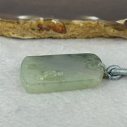 Type A Semi Icy Green Piao Hua Jadeite Shan Shui with Benefactor Gui Ren Pendent 13.79g 34.8 by 27.7 by 4.9mm - Huangs Jadeite and Jewelry Pte Ltd