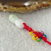 Type A Green with Lavender Jadeite Peanut Charm 1.78g 18.0 by 6.5mm - Huangs Jadeite and Jewelry Pte Ltd