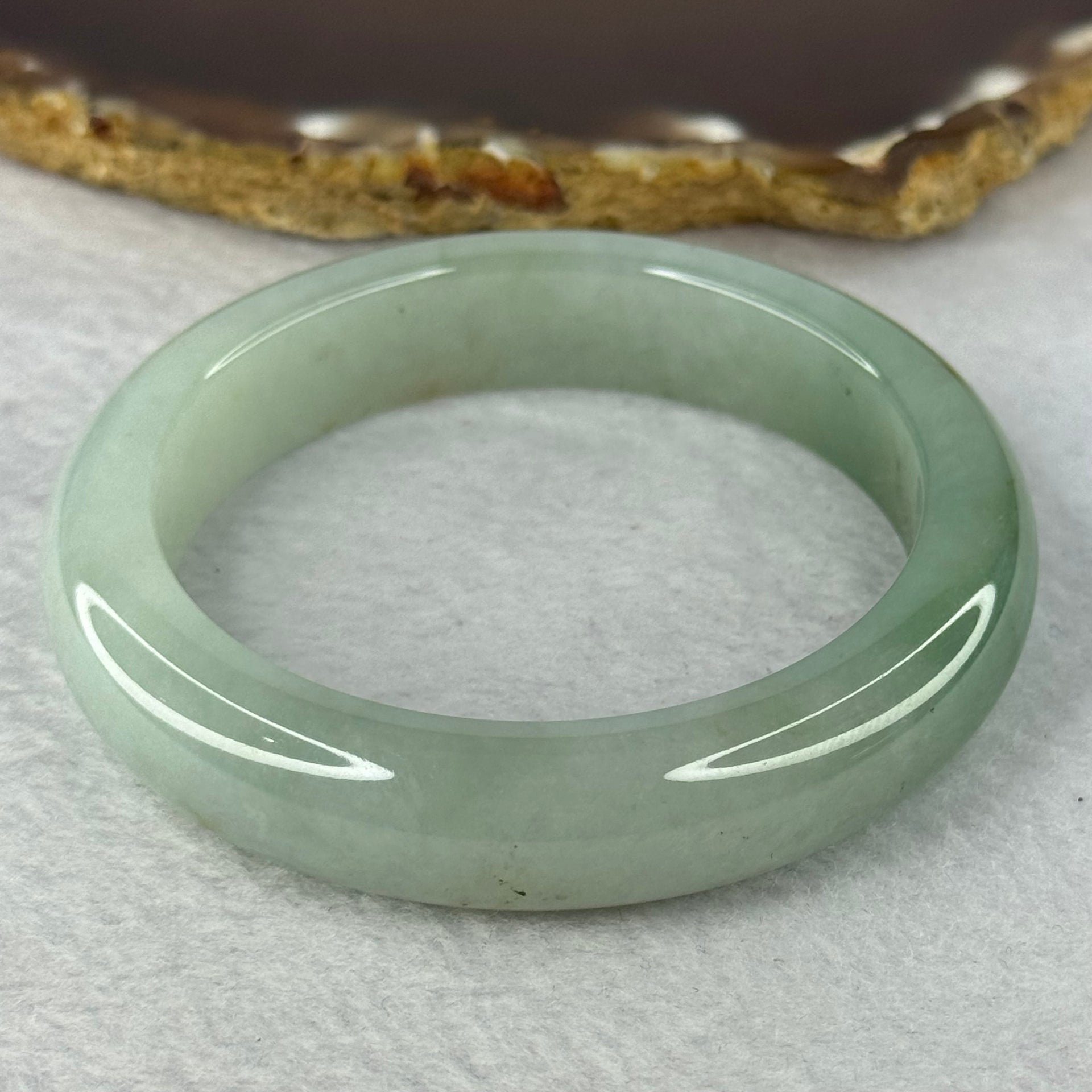 Type A Light Green with Green Jadeite Bangle 63.16g 12.9 by 9.4mm Inner Diameter 54.7mm - Huangs Jadeite and Jewelry Pte Ltd
