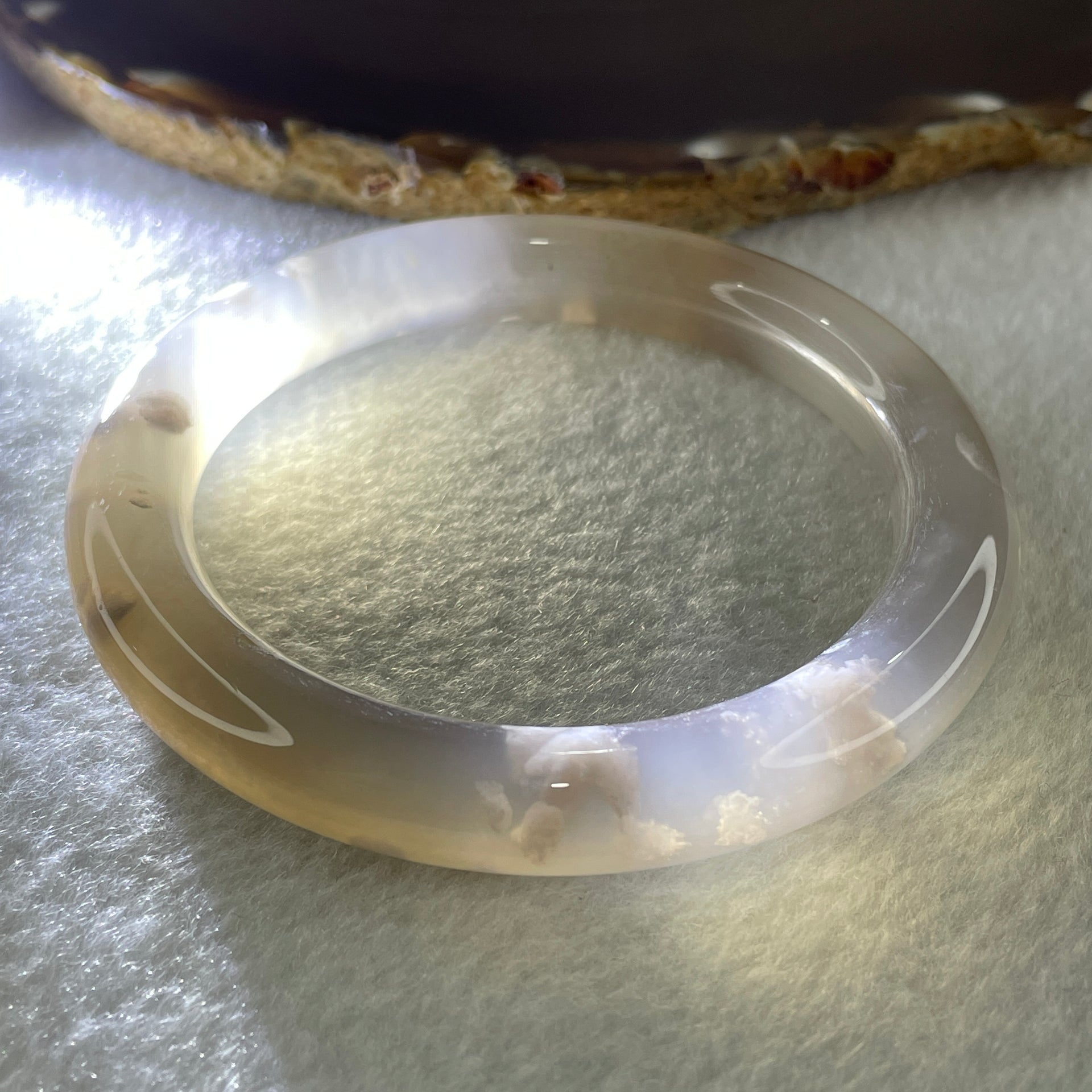 Natural Greyish Purple Agate Bangle 47.52g Internal Diameter 59.2mm 10.4 by 10.6mm (Perfect) - Huangs Jadeite and Jewelry Pte Ltd