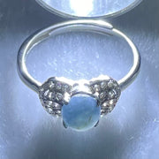 Type A Dark Blue with Blueish Green Jadeite with Crystals in S925 Sliver Ring (Adjustable Size) 1.65g 5.8 by 4.5mm - Huangs Jadeite and Jewelry Pte Ltd