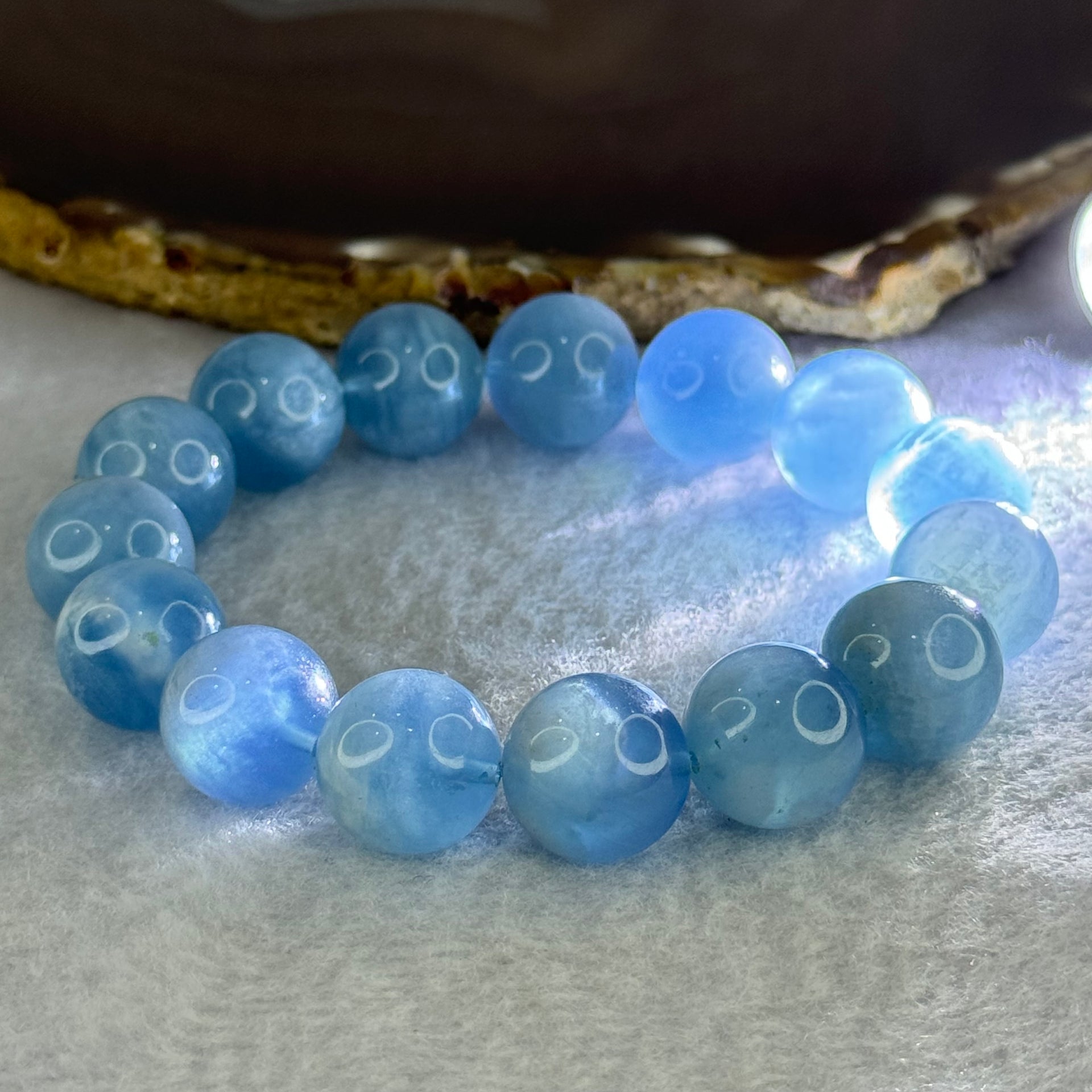 Natural Aquamarine Beads Bracelet 60.65g 18.5cm 14.5mm 15 Beads - Huangs Jadeite and Jewelry Pte Ltd
