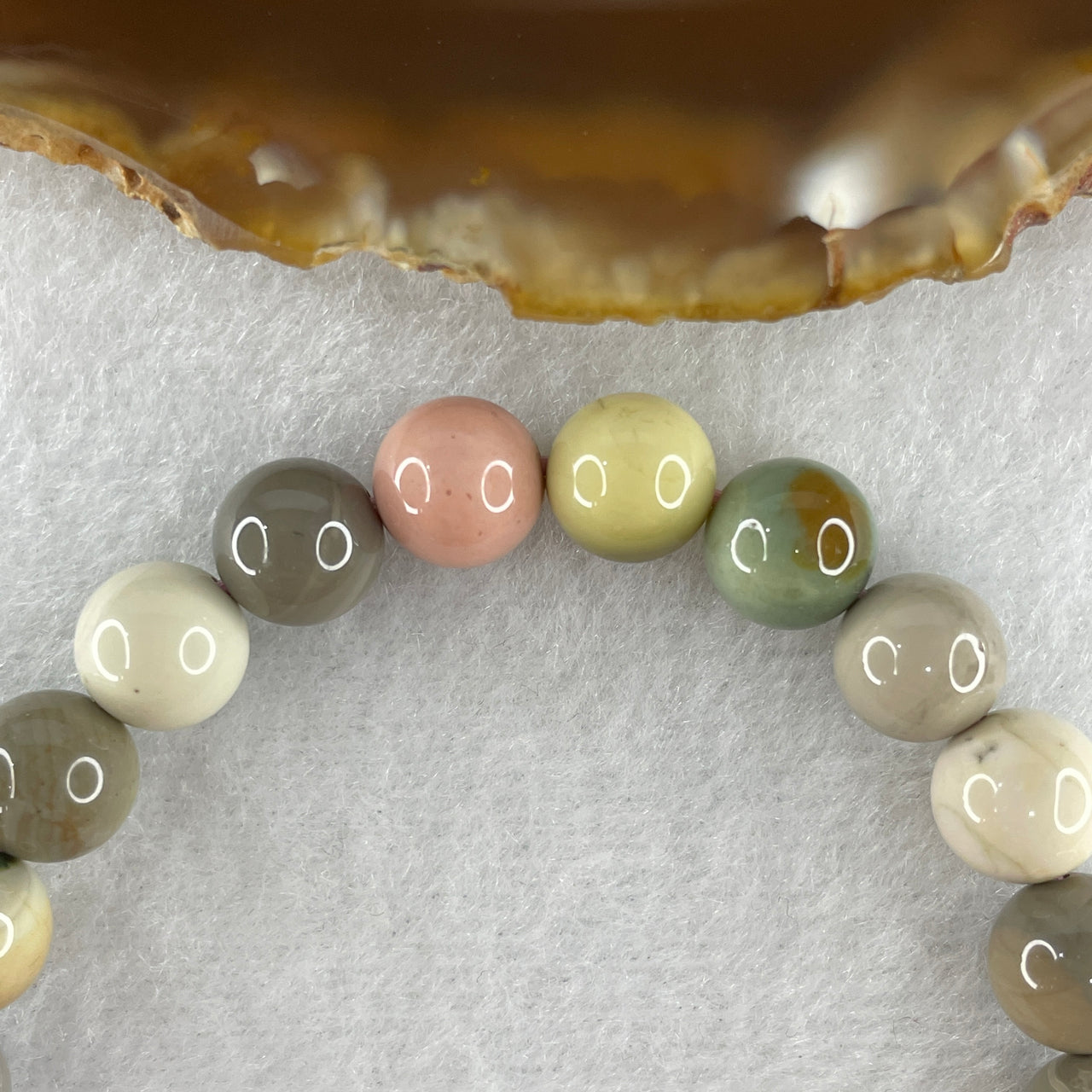 Natural Multi Color Polychrome Jasper Beads Bracelet 18.81g 15.5cm 8.8mm 22 Beads