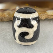 Natural Powerful Tibetan Old Oily Black White Agate Green Tara Dzi Bead Heavenly Master (Tian Zhu) 绿度母天珠 4.99g 17.9 by 13.4mm - Huangs Jadeite and Jewelry Pte Ltd