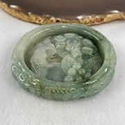 Type A Blueish Green Jadeite Phoenix with Prosperity Flowers Bangle Inner Diameter 57.2mm 12.4 by 10.6mm and Pendant 55.6 by 12.4mm Total Weight 124.77g - Huangs Jadeite and Jewelry Pte Ltd