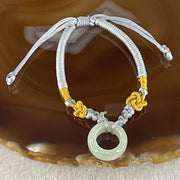 Type A Light Blueish Green Jadeite Ping An Kou String Bracelet 3.13g 15.3 by 6.7mm - Huangs Jadeite and Jewelry Pte Ltd