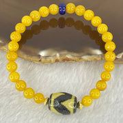 Natural Butterscotch Amber Beads with Rare Tibetan Old Antique Oily Agate Tiger Tooth Daluo Dzi Bead 8.08g 16cm 15.7 by 12.3mm 26 Beads 6.5mm - Huangs Jadeite and Jewelry Pte Ltd