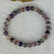 Very Good Grade Natural Transparent Bright Super 7 Beads Bracelet 非常好的等级天然透明深彩色超级七珠手链 10.84g 15cm 6.8mm 27 Beads - Huangs Jadeite and Jewelry Pte Ltd