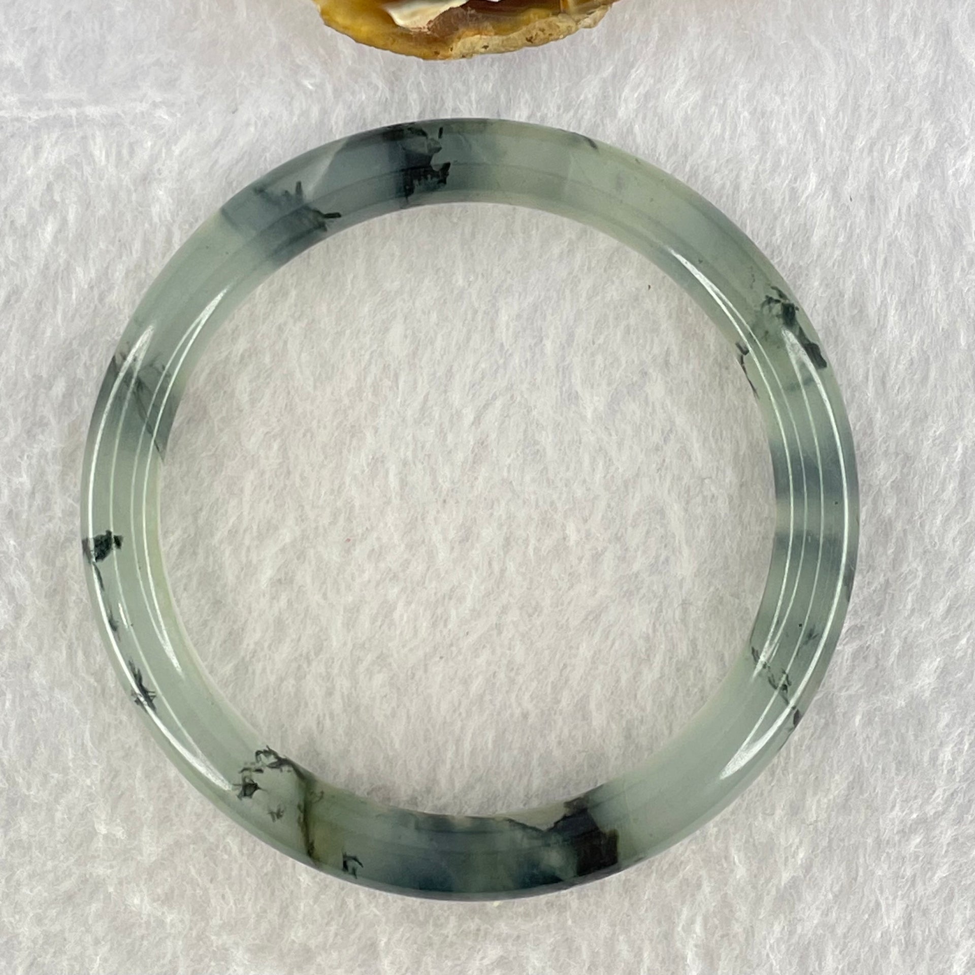 Translucent Grey with Green Piao Hua Sodium Feldspar Jade Bangle Internal Diameter 55.1mm 8.4 by 7.7mm (External Line) - Huangs Jadeite and Jewelry Pte Ltd