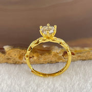 Natural Quartz with Black Tourmaline and Cubic Zirconia in S925 Sliver Gold Color Ring (Adjustable Size) 1.63g 5.7 by 3.8mm - Huangs Jadeite and Jewelry Pte Ltd