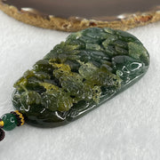 Grand Master Type Green with Brownish Yellow Jadeite Shan Shui with Gui Ren Pendant 112.63g 80.3 by 46.8 by 13.0mm - Huangs Jadeite and Jewelry Pte Ltd