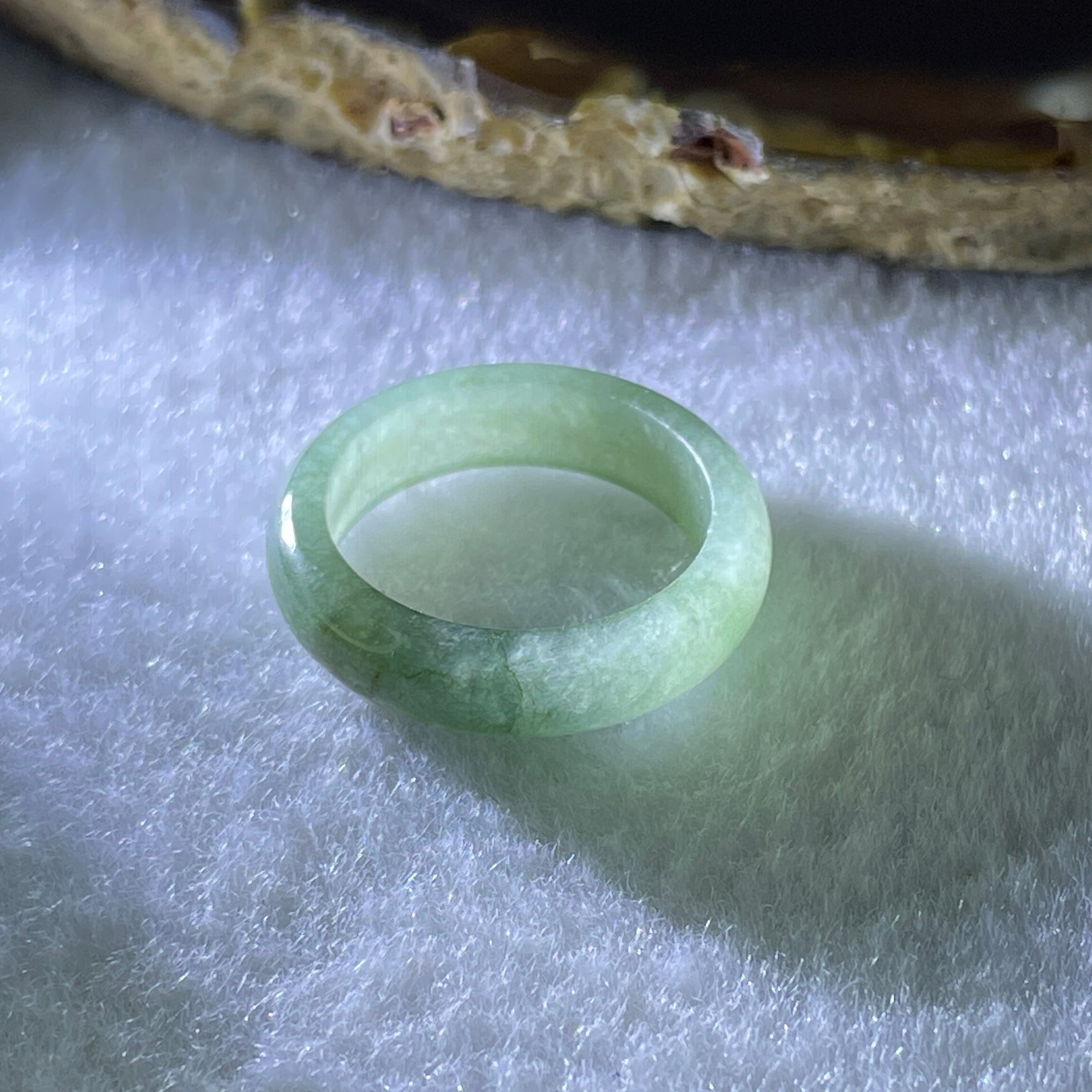Type A Natural Green with Brownish Spot Jadeite Ring 2.87g 5.4 by 3.0mm US 7.5 HK 16.5 (Very Very Slight Internal Line) - Huangs Jadeite and Jewelry Pte Ltd