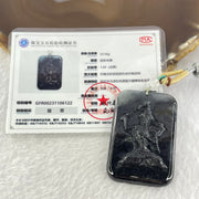 Type A Black Grey Wuji Jadeite Manjushri Bodhisattva Guan Yin Pendent 33.56g 51.5 by 34.1 by 8.9mm - Huangs Jadeite and Jewelry Pte Ltd