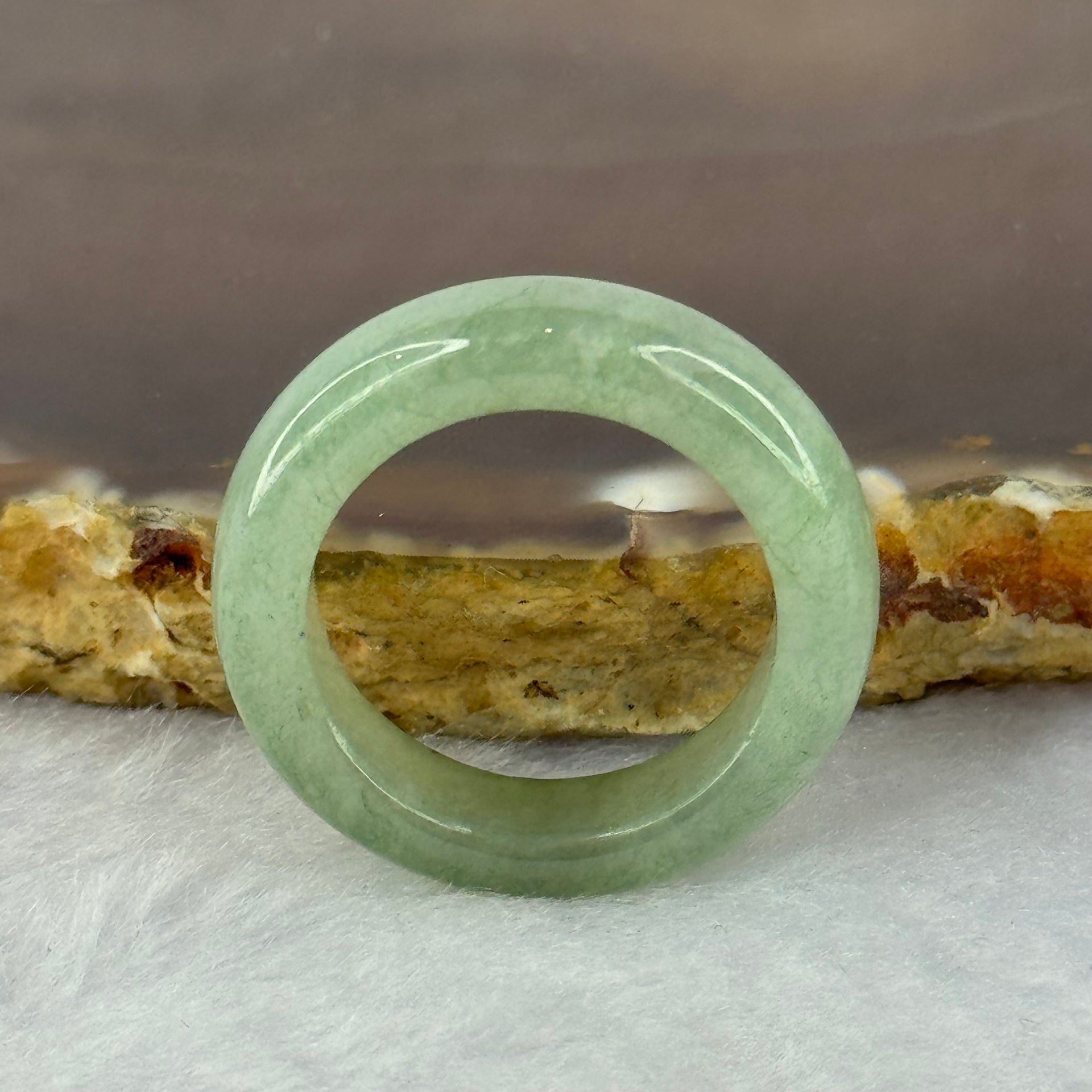 Type A Green Jadeite Ring 4.29g 6.1 by 4.0mm US7 HK15.5 - Huangs Jadeite and Jewelry Pte Ltd