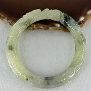 Type A Light Green with Moss Green Piao Hua Jadeite Dragon Bangle Internal Diameter 57.1mm 62.53g 11.5 by 12.4mm (Internal Line) - Huangs Jadeite and Jewelry Pte Ltd