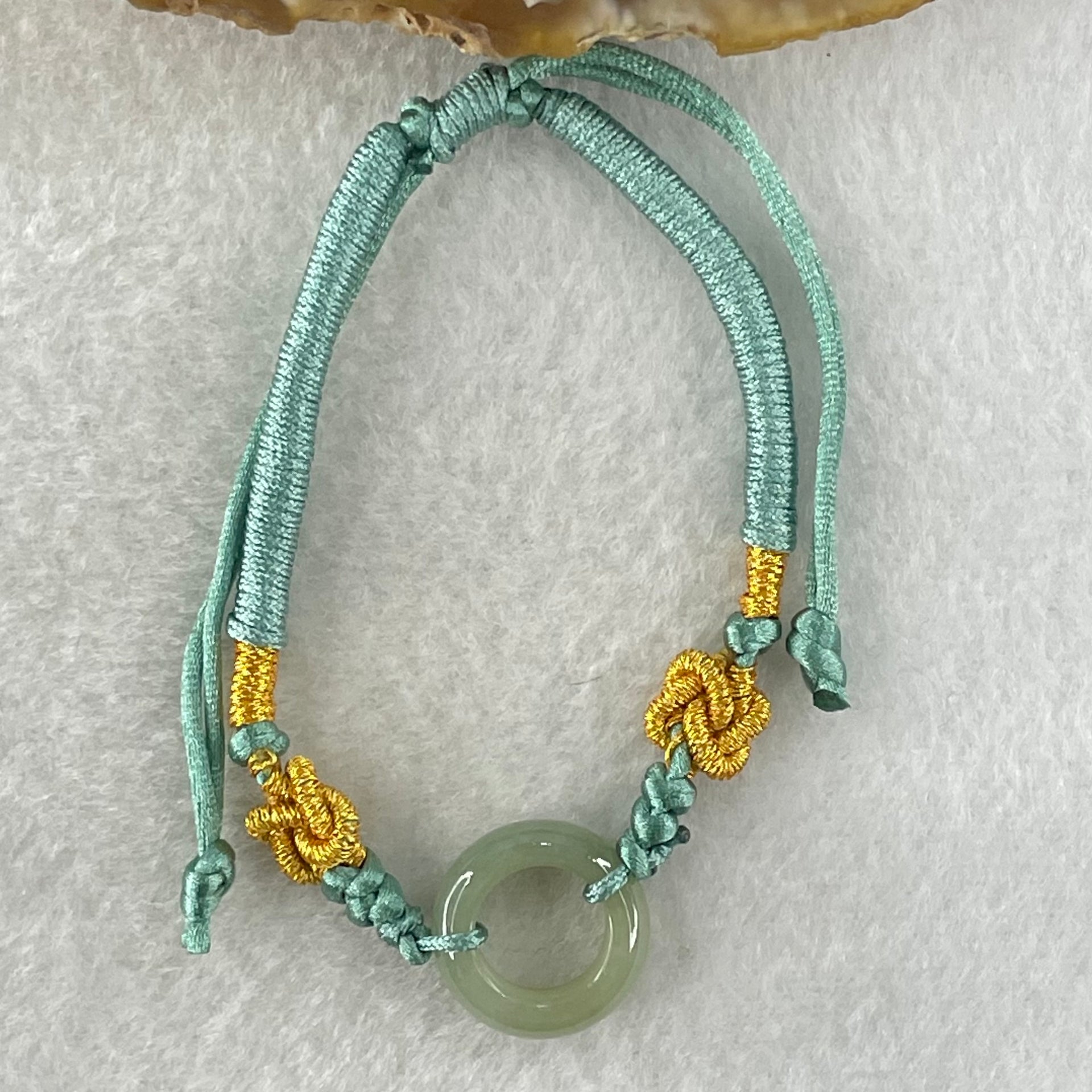 Type A Blueish Green Jadeite Ping An Kou String Bracelet 2.82g 15.2 by 5.1mm - Huangs Jadeite and Jewelry Pte Ltd