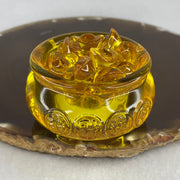 Yellow Liuli Wealth Pot with Ingot Yuan Bao Display Total Weight 150.37g 59.4 by 37.0mm - Huangs Jadeite and Jewelry Pte Ltd