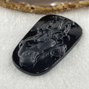 Type A Opaque to Partial Translucent Black Omphacite Jadeite Milo Laughing Buddha Pendant 22.86g 64.6 by 40.5 by 8.7mm - Huangs Jadeite and Jewelry Pte Ltd