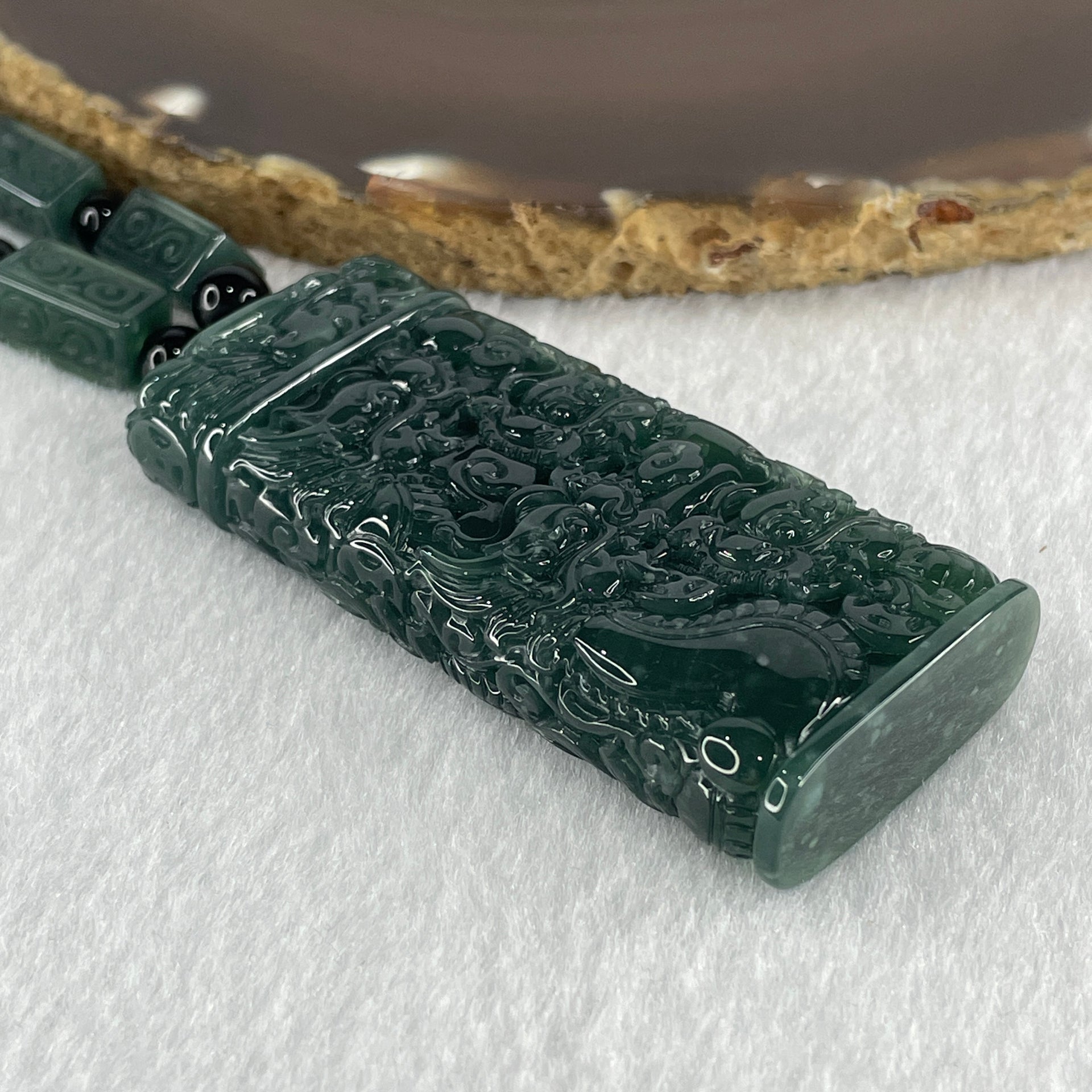 Type A Jelly Blueish Green Jadeite 9 Dragon Double Side Pendant 121.51g 62.8 by 28.9 by 11.5mm - Huangs Jadeite and Jewelry Pte Ltd