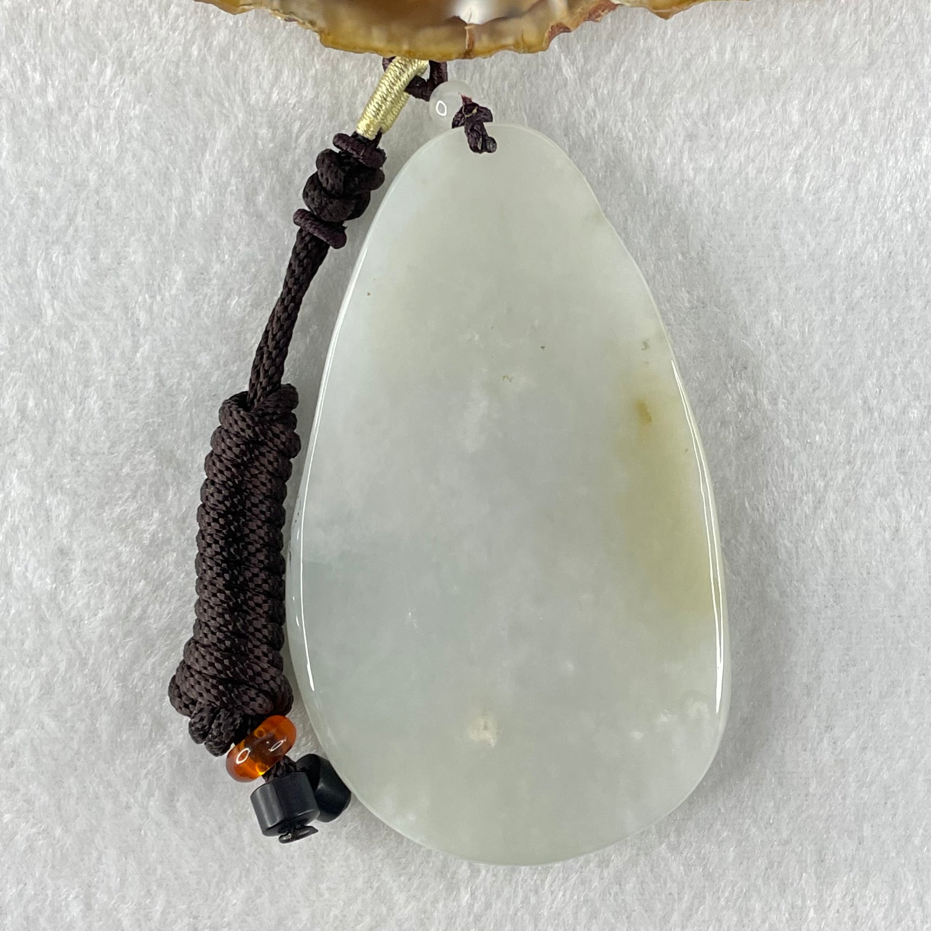 Type A Faint Green Lavender with Faint Yellow Patch Jadeite Bird with Flowers Pendant 79.61g 78.7 by 47.1 by 12.2mm - Huangs Jadeite and Jewelry Pte Ltd