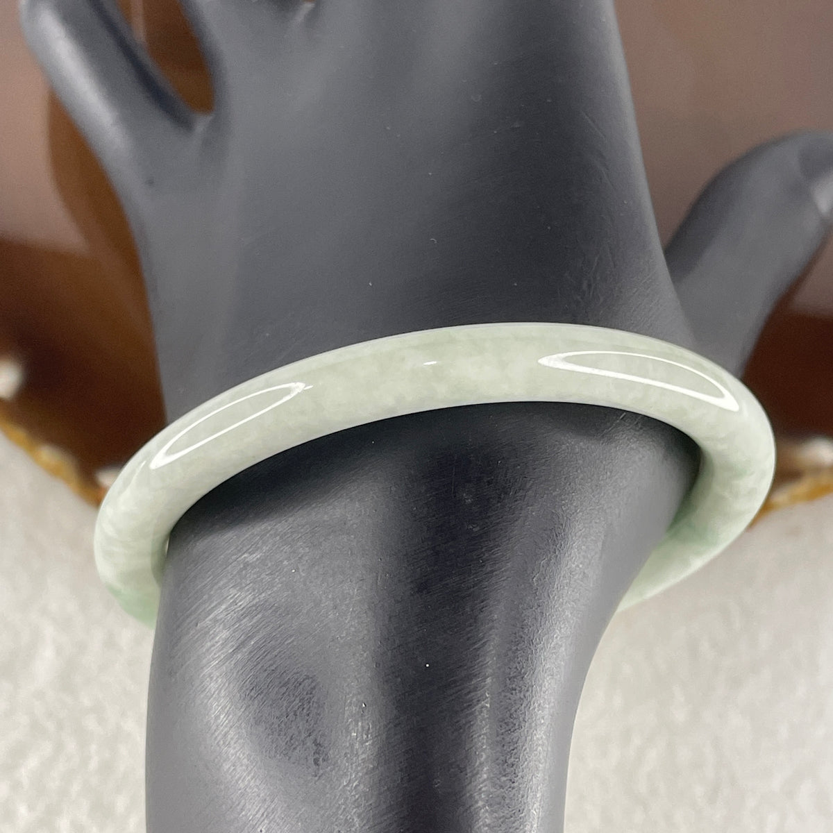 Natural Type A Light Green and Green Piao Hua Jadeite Full Round Ding Dang Bangle 22.98g Inner Diameter 54.0mm 6.5 by 7.0mm (Slight Internal Line) - Huangs Jadeite and Jewelry Pte Ltd