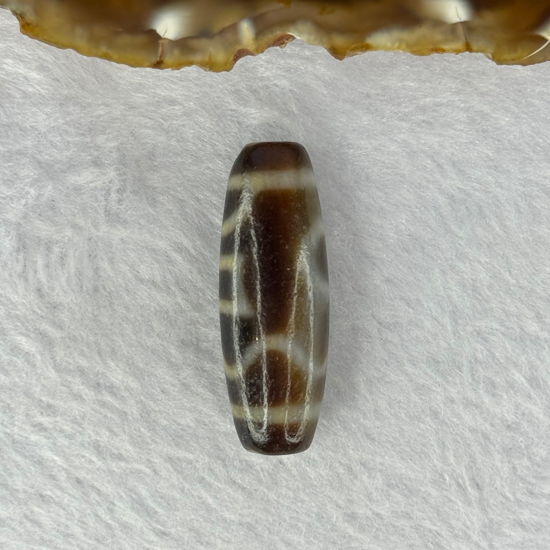 Natural Powerful Tibetan Old Oily Agate Sky Door Serenity 1 Eye Dzi Bead Heavenly Master (Tian Zhu) 一眼天诛 9.93g 37.6 by 13.3mm - Huangs Jadeite and Jewelry Pte Ltd