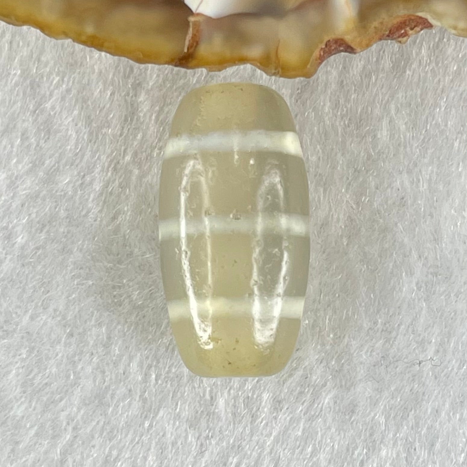 Natural Powerful Tibetan Old Oily Agate 3-Lines Dzi Bead Heavenly Master (Tian Zhu) 三行天诛 3.23g 20.0 by 10.4mm - Huangs Jadeite and Jewelry Pte Ltd