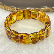 Natural Yellow Flower Amber Shou Pai Bracelet 天然花珀手牌手链 14.27g 17.5cm 18.6 by 12.7 by 4.8mm 15pcs - Huangs Jadeite and Jewelry Pte Ltd