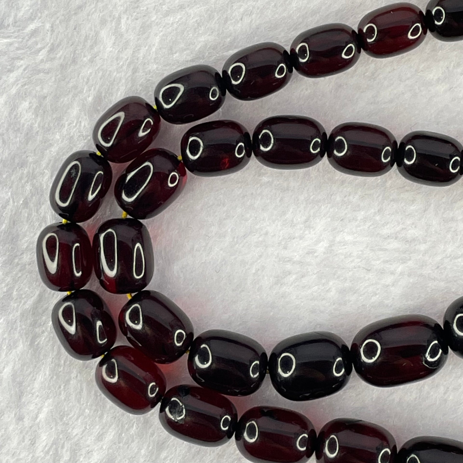 Natural Blood Red Amber Beads Bracelet 天然血珀手链 27.99g 48cm 7.3-11.5mm 43 Beads - Huangs Jadeite and Jewelry Pte Ltd
