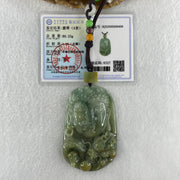 Natural Type A Blueish Green with Light Brown Jadeite Good Vs Evil (Buddha Vs Devil) with Dragon 80.23g 68.0 by 43.7 by 12.3mm - Huangs Jadeite and Jewelry Pte Ltd
