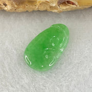 Type A Old Mine Spicy Green Jadeite Ruyi Charm Stone For Setting 0.36g 14.1 by 8.3mm by 1.4mm - Huangs Jadeite and Jewelry Pte Ltd