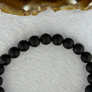 Natural Dark Matt Black Amber Beads Bracelet 天然大黑天翁琥珀手链 7.59g 17cm 8.4mm 24 Beads - Huangs Jadeite and Jewelry Pte Ltd