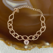Natural Rose Quartz In 925 Sliver Rose Gold Color Bracelet 3.87g 7.3 by 7.0 by 3.8mm (Adjustable Size) - Huangs Jadeite and Jewelry Pte Ltd