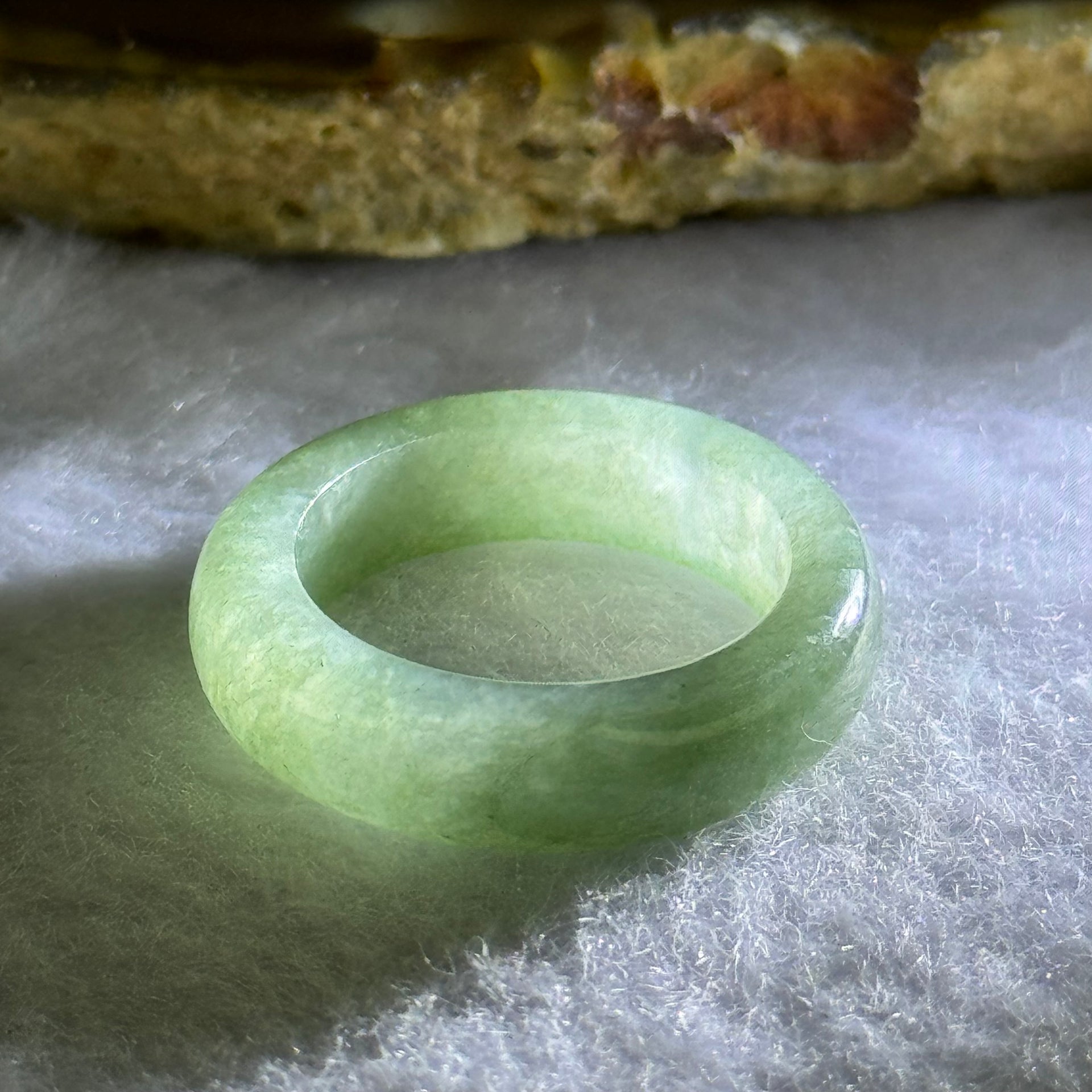 Type A Green Jadeite Ring 3.97g 6.1 by 3.8mm US7 HK15.5 - Huangs Jadeite and Jewelry Pte Ltd