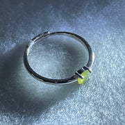 Type A Semi Icy Green Cabochon Jadeite in S925 Sliver Ring (Adjustable Size) 1.02g 4.1 by 1.5mm - Huangs Jadeite and Jewelry Pte Ltd