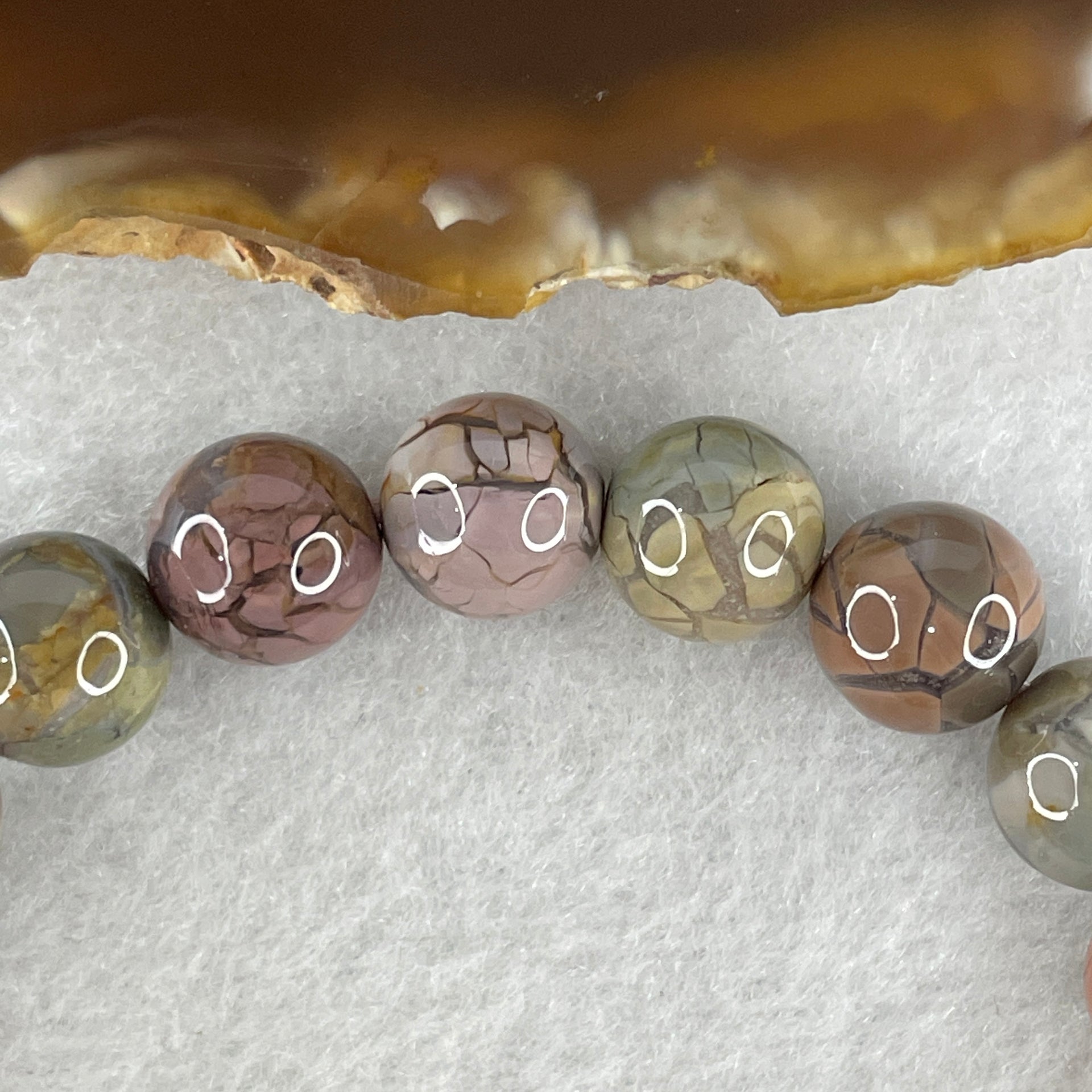 Certified Natural Alashan Agate Greyish Beads Bracelet 21.945g 15.5cm 9.4mm 21Beads - Huangs Jadeite and Jewelry Pte Ltd