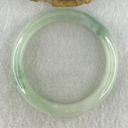 Type A Natural Jelly Semi Icy Light Green with Blueish Green Flora Piao Hua Jadeite Bangle 47.66g Inner Diameter 52.4mm 12.6 by 8.5mm (Internal Lines) - Huangs Jadeite and Jewelry Pte Ltd
