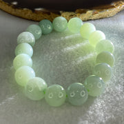 Type A Light Green and Blueish Green Patch Jadeite Beads Bracelet 44.03g 16.5cm by 12.0mm 17 Beads - Huangs Jadeite and Jewelry Pte Ltd